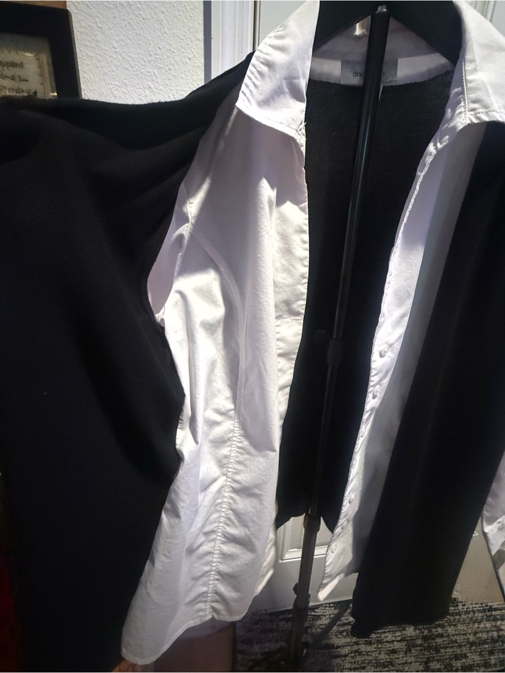 Dressbarn Black & White Faux Layered Vest Shirt M - Picture 4 of 7